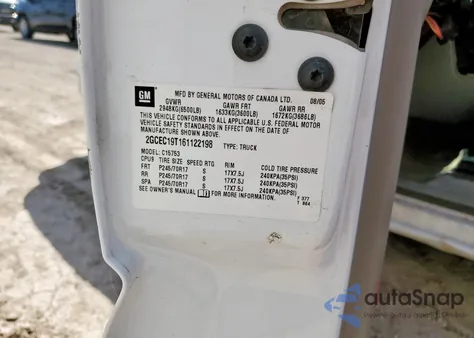 2006 Chevrolet Silverado C1500 z USA, uszkodzony, nr VIN 2GCEC19T161122198